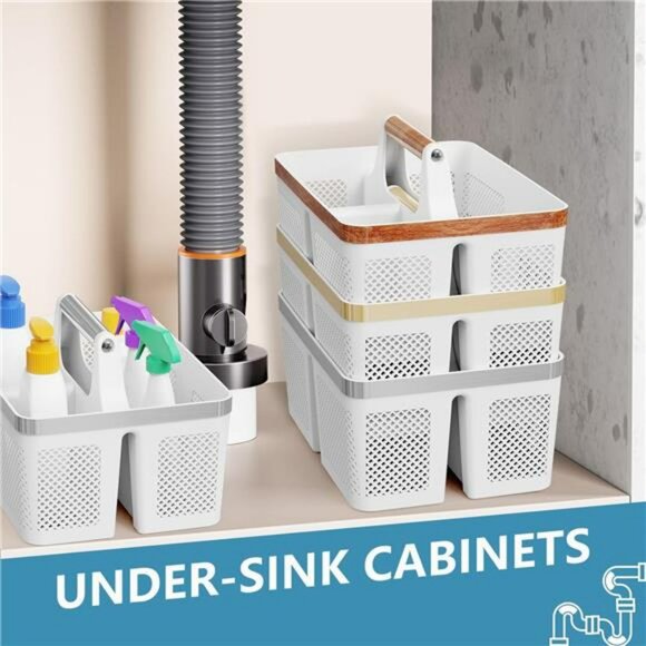 Portable Plastic Shower Caddy Dorm Bathroom Organizer Tote with Handle Storage - Picture 6 of 7